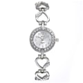 Miniatyrbillede 1 af 5: Dames Alloy Set Ur & Armbånd Peach Hjerte Snøre Kvarts Ur Silver