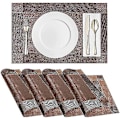 Miniatyrbild 1 av 5: Bordstabletter Set om 4, Halksäkra, Torkbara, 45x30cm, Läderunderlägg