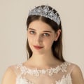 Miniatyrbilde 4 av 5: Sølv Tiara og Kroner for Kvinner Krystall Dronningkrone Bursdagskrone for Jenter Bryllupskrone for Brud