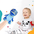 Pikkukuva 4 / 4: Plush-dinosaurin käsiukkeli liikkuvalla suulla mielikuvitukselliseen leikkiin - Täytetty lelu