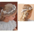 Miniatyrbillede 2 af 4: Bryllupshårpynt Guld Perle Pandebånd Brud Baby's Breath Krystal Hårranke Til Prinsesse Blomst