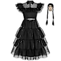 Pikkukuva 1 / 4: 2023 Uusi Cosdaddy Wednesday Addams Lasten Tyttöjen Peruukkiasu 140 T2