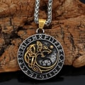 Miniatyrbillede 5 af 5: Viking Mænds Rustfrit Stål Fenrir Ulv Rune Halskæde Nordisk Amulett Smykker, 24
