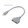 Miniatyrbilde 3 av 4: HDMI 1 til 2 Splitter Dobbel Signal Adapterkabel for HDTV