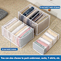 Miniatyrbillede 5 af 5: Tøjskuffesortering, Foldbar Mesh Opbevaringsboks, Skabssortering Med Rum, Skabsopbevaringspose Til Jeans Og Skjorter, 7+9 Gitter