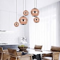 Miniatyrbillede 5 af 5: Led Hængende Lampe Rosenguld Globe Køkkenø Lys