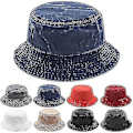 Pikkukuva 5 / 5: Sajy Vintage Puuvillainen Bucket Hat Pesty Retro Ulkoilma Kalastus Aurinkohattu - Musta