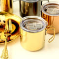 Miniatyrbillede 3 af 5: Rustfrit Stål Kaffe Kop Med Låg, Praktisk Kop Øl Kop Med Håndtag Låg Dobbelt Lag Kop (farve: guld)(1 stk)