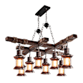 Miniatyrbillede 1 af 5: LED Hængende Lampe Vintage Lysekrone Træ 8-lys 100cm
