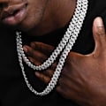 Miniatyrbillede 4 af 5: Julegave Cuban Links Kæde Til Mænd 13mm Halskæde Guld Sølvbelagt Halskæder Kæde Diamant 18 Tommer