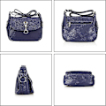 Miniatyrbild 5 av 5: Damer PU-läder Crossbody Väska Multi-ficka Messenger Väskor Handväska (svart) - Svart