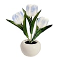 Miniatyrbillede 1 af 3: LED Natlampe Hjemmedekoration Med Keramik Vase Ornament Skrivebord Simulation Tulip Blue