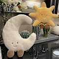 Miniatyrbillede 3 af 5: Sød Smilende Gul Sol Plushie Fyldt Sød Plys Legetøj Til Børneværelse Dekoration Sofa Kast about 30cm white Moon