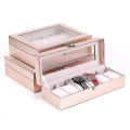 Miniatyrbilde 4 av 5: Spesial Etui for Kvinner Jenter Venninne Armbåndsur Boks Oppbevaring Samle Rosa PU Lær 12 Ruter-haoyi-yuhao