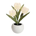 Miniatyrbillede 1 af 3: LED Natlampe Hjemmedekoration Med Keramik Vase Ornament Skrivebord Simulation Tulip White
