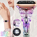 Pikkukuva 3 / 5: Sopii Apple Watch 8 -hihnalle, timantti-inlay-metalliperhonen rannekekello Rose Gold and Colorful