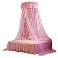 Miniatyrbillede 2 af 2: 1 stk Loft Lace Sengehimmel Klassisk Kuppel Hængende Myggenet Til Soveværelse (pink)