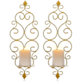 Miniatyrbilde 1 av 5: 2 stk Vegglysestake Vegglampe Lysestake Metall Lysestake, gull
