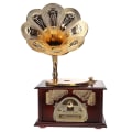 Miniatyrbilde 2 av 3: 1 stk Retro Grammofonformet Musikkboks Musikk Kunstverk Dekorativ Skrivebords Ornament For Hjem Kontor Gave