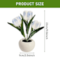 Miniatyrbillede 3 af 3: LED Natlampe Hjemmedekoration Med Keramik Vase Ornament Skrivebord Simulation Tulip Blue