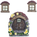 Miniatyrbilde 1 av 5: Fe-dør og -vinduer tredekorasjoner Gløder i mørket Utendørs hage trestatuer Miniatyrfe