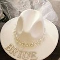 Miniatyrbilde 3 av 5: Brud Cowboyhatt Brud Cowgirl Hatt Med Slør Brud Fedora Jentefest Hatt