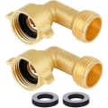 Miniatyrbillede 1 af 5: Have Connector 90 Grader Messing Have Slange Albue Solid Messing Adapter (2 stk) + Ekstra 4 Trykpakninger