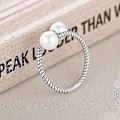 Miniatyrbillede 2 af 5: Ferskvandsperleperler 925 Sterling Sølv Elegant Twist Åben Justerbar Ringe Til Kvinder