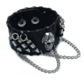 Miniatyrbillede 5 af 5: Sorte Gothic Pu Læder Kugle Skalle Armbånd til Mænd
