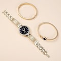 Miniatyrbillede 4 af 4: Personlighed Simpel Temperament Fritids Tynd Rem Mesh Kvarts Ur Armbåndssæt White