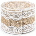 Miniatyrbillede 1 af 4: Hessian Burlap Bånd med Blonder, 1m Jute Trim Håndværk Bånd, 5cm Rustik Hessian Tema Tape