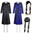 Pikkukuva 2 / 5: Addamsin Wednesday-asu, Nevermore College -koululaisille, hamepuku lapsille L Wig 1
