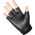 Miniatyrbillede 1 af 5: Læder Fingerløse Handsker, Sort, Motorcykel Kørsel Fingerløse Læder Handsker