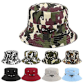 Miniatyrbilde 2 av 5: Bucket Hat for Menn Kvinner Unisex Strand Solhatt Gate Hodeplagg Fisker Utendørs Caps Sommer Panama Justerbar Reise Caps C2