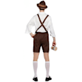 Pikkukuva 4 / 5: Saksalaisen Oktoberfest-olutjuhlan miesten baijerilaiset nahkahousut, paita ja hattusetti - miehille festivaaliasu M