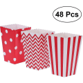 Miniatyrbilde 1 av 4: 48 stk Popcornbokser Stripe Bølge Prikk Papir Rød