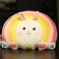 Miniatyrbilde 1 av 5: Kanin Plussj Regnbue Sky Pute Fyllt Fluffy Regnbue Leke Med Unicorn Kanin Gris Ansikt Hjem