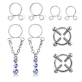 Miniatyrbillede 3 af 4: Mode Vanddråbe Skrue Ikke Pierced Brystvorte Ring Sæt Brystvorte Ring Krops Smykker Hvid Blue
