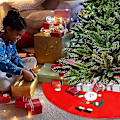 Miniatyrbillede 5 af 5: Luksuriøs Kunstig Pels Juletræsskørt med Sequinsnefnug