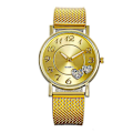 Miniatyrbillede 1 af 4: Dames Casual Mode Mesh Rem Strop Hjerteformet Salg Peach Hjerte Dames Ur Gold