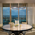 Miniatyrbillede 2 af 5: 60cm LED Pendellampe Cirkel Sort Hvid Guld Aluminium