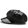 Miniatyrbillede 2 af 5: Dame Pige Pu Spids Beret Hat Solid Ottekantet Hat Pu Læder Hatte Mode. (sort)(1stk)