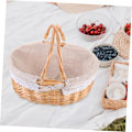 Miniatyrbilde 4 av 8: Rattan Vevd Oppbevaringskurv Piknikkurv Liner Håndlaget Frukt Oppbevaringskurv for Hjemmeinnredning