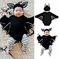 Miniatyrbillede 2 af 4: Spædbarnsdrenge og -piger Bat Kappe Romper Bodystocking Hat Outfit Fancy Up Maskerade Kostume 1-2 Years