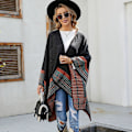 Pikkukuva 4 / 5: Naisten Lämmin Avoin Etuosa Shaalit Ja Huivit Elegantti Neuletakki Poncho Cape Takki Black and orange