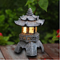 Miniatyrbillede 4 af 5: Pagode Lanterne Havelys Solcelledrevet Havelys Sten Pagode Dekoration