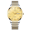 Miniatyrbillede 1 af 4: Dobbelt Kalender Ur Par Stålrem Ur Chenxi Mænds Og Kvinders Kvarts Ur Med Diamant Women's gold face