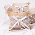 Miniatyrbillede 5 af 5: Bryllupsringpude Burlap Ringpude Blonder Vintage Ringpude Blonder Smykkepude Mini Ringpuder Til Bryllup (brun)(1stk)