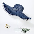 Miniatyrbilde 5 av 5: Unisex Sommerstrandhatt i Straw Weaving for Dame - Jazz Pustende Hatt med Bred Bremm White