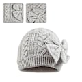 Miniatyrbillede 4 af 5: Tykke Strikket Huer Med Iøjnefaldende Sløjfe Vinterhue Balaclava Beanie Hat Gray